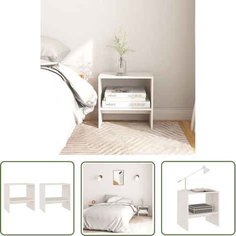 The Living Store Nachttische 2 Stk. Weiß 40x30,5x40 cm Massivholz Kiefer - Nachttische - Massivholzmöbel - Kiefernmöbel - Weiße Möbel - Wohnzimmer Dekoration (1/5)