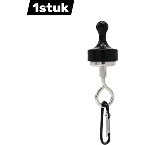 Crochet - Mousqueton - Crochet magnétique - Clip magnétique - Suspension - Support de tente - Bouton de fixation pour tente - Sécurité camping - Noir (1/5)