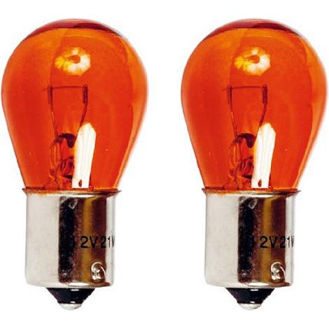 2 Ampoules BAu15S - 12V - 21W - Eclairage Orange - plots decales - Clignotants