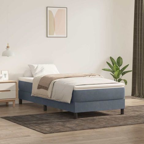 Boxspringbett mit Matratze Dunkelgrau 80x220 cm Samt