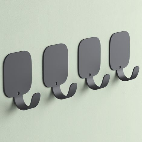 Mai & Mai Kleiderhaken 4 Stück, Garderobenhaken ohne bohren aus Aluminiumlegierung, Wandhaken 40x40mm Grau Stalo-15