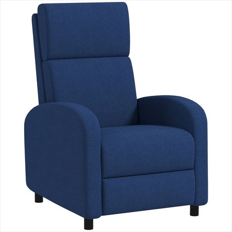 Fauteuil relax inclinable en polyester bleu, dossier réglable 160° et repose-pieds intégré (1/5)
