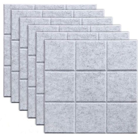 Lot de 6 tableaux mémo en feutre autocollants, coloris gris argent, format 30 × 30 cm (1/5)