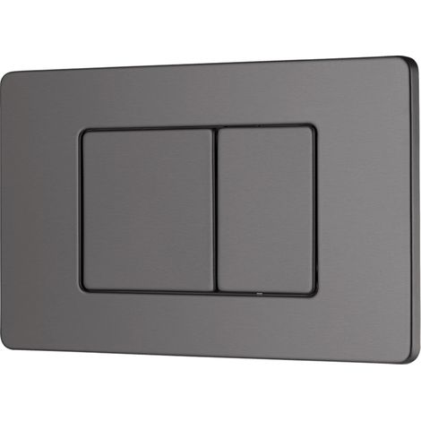 Plaque commande double wc suspendu TARA boutons rectangles BASS inox gris metal (1/5)