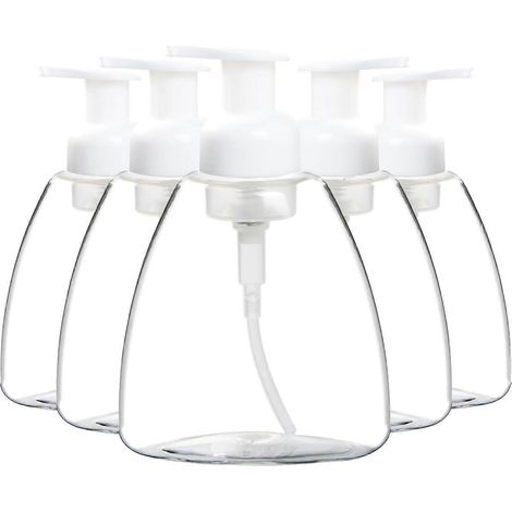 Filiyano-Lot de 5 distributeurs de savon mousse ovales transparents, flacons à pompe rechargeables avec verrouillage de voyage pour désinfectant pour (1/5)