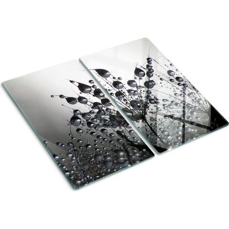Planche de cuisine, couvre plaque, verre planche découper, verre trempé – 2 x 30 x 52 cm - Pissenlits