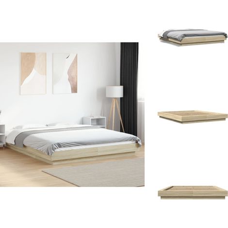 Cadre de lit sans matelas chêne sonoma 150x200 cm - Cadre De Lit - Lit Double - Lit En Bois - Meuble Chambre - Literie (1/5)