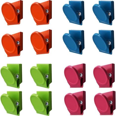 16 agrafes magnétiques en métal multi de couleur de couleur, agrafe magnétique de note de mémo de mur de tableau blanc de réfrigérateur (1/5)