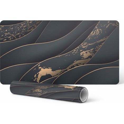 Alfombrilla de escritorio de vinilo con l铆neas onduladas y puntos gr谩ficos, 90x45 cm.