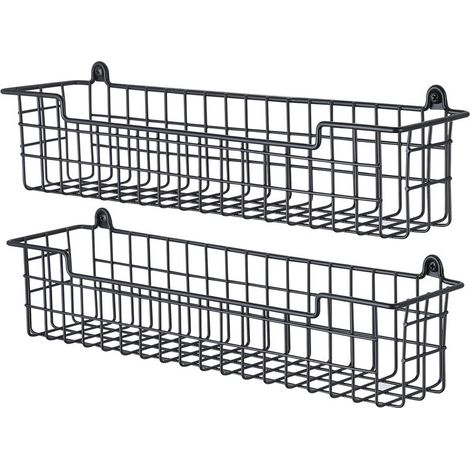 Étagère à épices - Support de rangement pour porte d'armoire - Fixation murale - Noir - Lot de 2 (1/5)