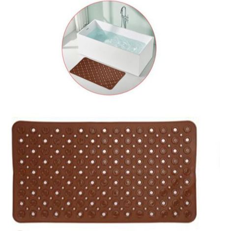 Tapis de bain antidérapant - Tapis de douche - Grand tapis de douche pour sol de douche - Avec ventouses sécurisées et trous de drainage (marron) (1/4)