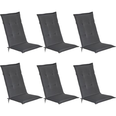 6er Set Gartenstuhlauflage Loft HL Graphitgrau, 120x50x6cm