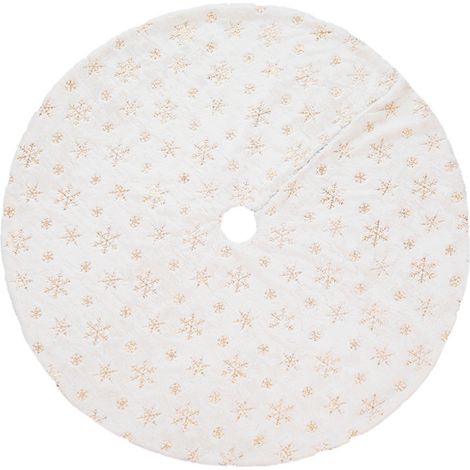 Jupe Arbre De Noël - Fausse Fourrure Blanche - Flocons De Neige Pailletés - Diamètre 90 cm ou 122 cm - Décoration Intérieure Festive (1/5)