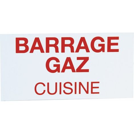 Étiquette rigide barrage gaz cuisine - DIFF
