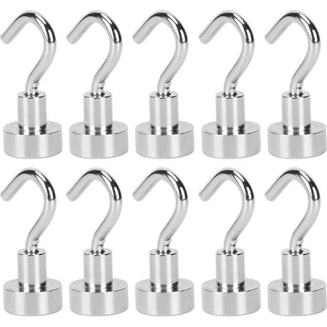 10 Pcs Crochet Aimanté Puissant, Crochets Magnétiques, Crochets Magnétiques avec Aimants Néodymes pour Cuisine, Réfrigérateur, Bureau, Chambre, Salle de Bain (1/4)