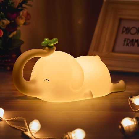 Wiederaufladbares Nachtlicht für Kinder mit 3 Helligkeitsstufen, Elefanten-LED-Silikon-Nachtlampe, Nachtlichter für Schlafzimmer, Babyzimmer und Arbeitszimmer, Büro – Weihnachtsnachtlicht (1/5)