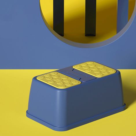 Tabouret de Toilette pour Enfants Anti-Dérapant - Étape en Plastique Solide Bleue - Prévention du Basculement (1/5)