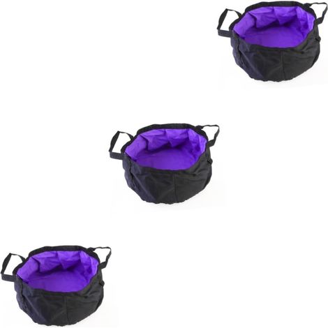 3 Pièces Seau d'eau Pliant Seau Pliant Seau De Voyage Seau Portable Seau De Camping Seau De Randonnée Bassin Extérieur d'eau Évier Violet (1/5)