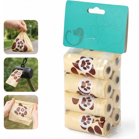 Sacs Dejection Chien Parfum Lait HDPE Resistants Lot de 8 Rouleaux pour Promenade 22 x 30 cm (1/5)