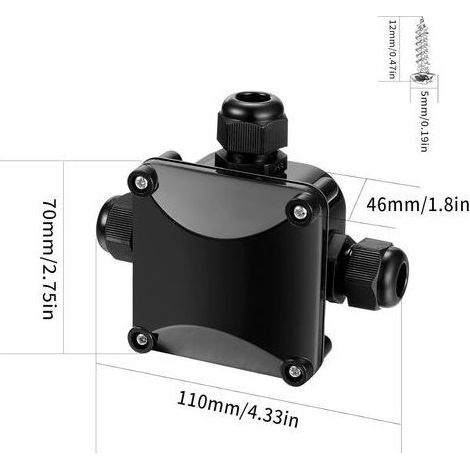 Schwarze 4-teilige IP68-Anschlussdose (5–11 mm), wasserdicht, 3-poliger Stecker, Außengehäuse, wasserdichte Anschlussdose (1/4)