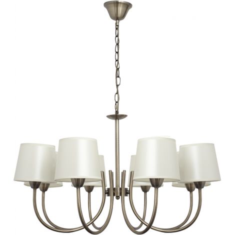 FAB 121558014 Guadalajara Lampada 8xe14 Paralume in Pelle Beige