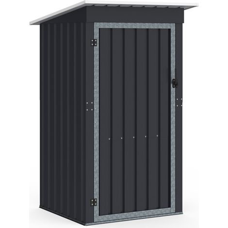 Abri de jardin gris en acier galvanisé 100 x 95 x 160 cm avec toit incliné 1 porte (1/5)