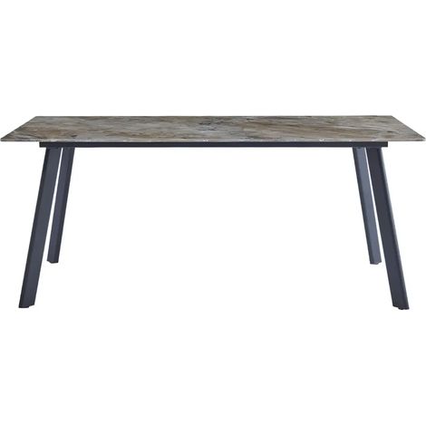 Tavolo Rettangolare Imperial 180x90 in Ceramica Effetto Marmo Senafe Brown Lucido con Gambe in Metallo Nero (1/5)