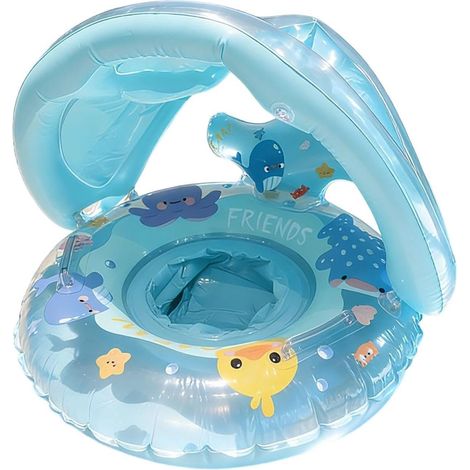 Flotador para bebé, flotador para bebé con parasol SPF 50+, anillo de flotación con asiento, flotador inflable para niños, anillo de natación para bebés de 6 a 36 meses. (1/5)