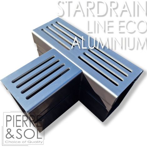 Caniveau étroit 6,5 cm Grille aluminium - StarDrain - LINE ECO - Pièce en T