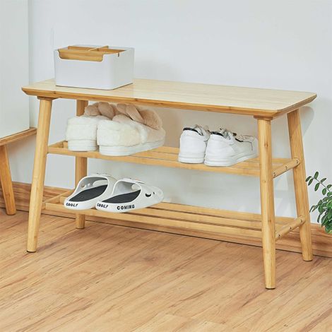 Etagère de chaussures Reini - 67x28x43cm - bois de bambou (1/5)
