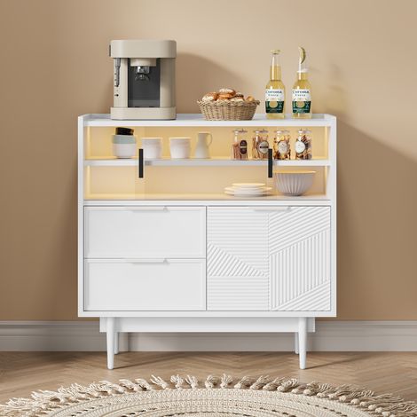 Armoire de rangement,meuble de salle de bain,buffet avec bande lumineuse,80 cm de large,porte vitrée-Ou