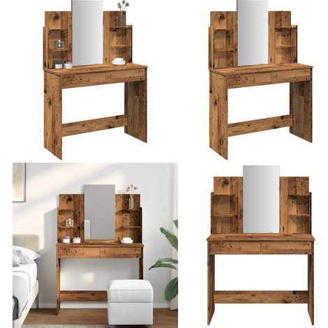 Toeletta con Specchio Legno Antico 96x39x142 cm - Toeletta in legno - Toeletta con cassetti