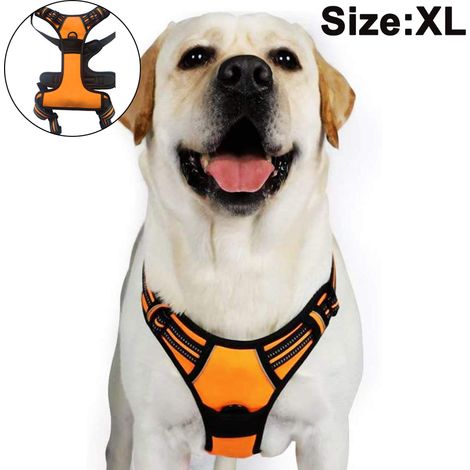 Harnais pour chien, harnais anti-traction avec 1 attache pour laisse, gilet rembourré doux et ajustable, gilet réfléchissant anti-étranglement en tissu Oxford avec poignée de contrôle facile (1/4)