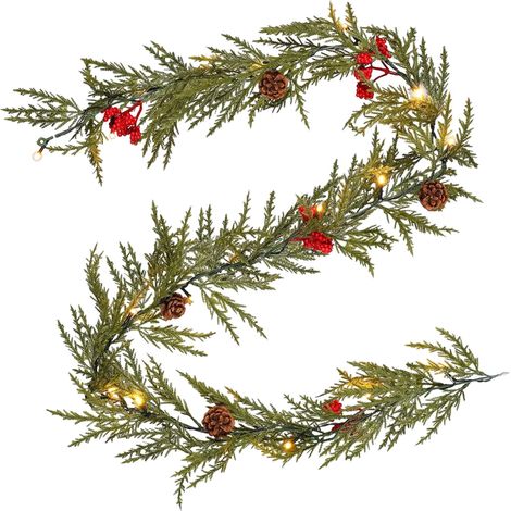 Guirlande Artificielle - 183 cm - Plastique Réaliste - Décoration Murale Fêtes Mariage Noël Hiver (1/5)