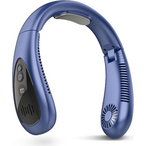 Ventilador de cuello portátil,con flujo de aire de 5000 mAh,recargable por USB,con 3 velocidades,diseño para auriculares,ideal para el hogar