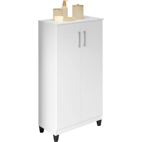 Armoire Multifonctions 2 portes 4 Niches Blanche L 63.7 H 121.2 P 33.5 cm