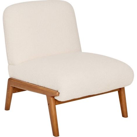 Fauteuil revêtu de tissu bouclette coloris ivoire - Longueur 61,4 x Profondeur 75,5 x Hauteur 76 cm (1/4)