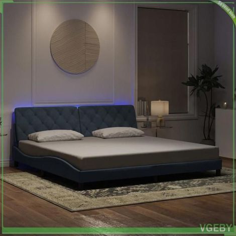 Cadre de lit - 3213874 - Velours gris foncé - 200 x 200 cm - LED intégrée (1/5)
