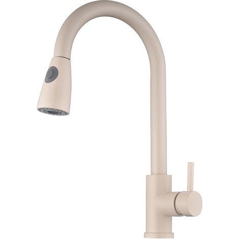 Kitchen faucet with pull-out spray head, kitchen sink faucet, oatmeal faucet, stainless steel swivel spout