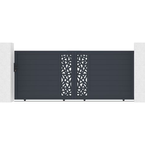 Puerta corredera RUIVO de 3,5 m de largo y 140 cm de alto, de aluminio gris. (1/4)