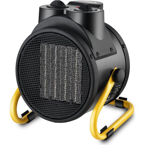 Warm Tech – Chauffage de chantier électrique 2000W – Débit d'air 197 m³/h – Thermostat réglable – Protection contre la surchauffe