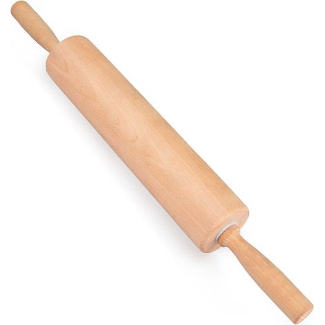 Rouleau à pâtisserie classique de 45,72 cm de long - Gifbera en hêtre avec rouleau à aiguilles et poignée pour pain et pâtisseries (1/5)