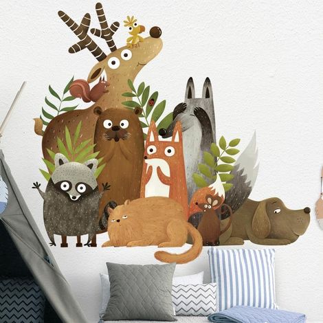 Stickers muraux animaux de la forêt pour salon et chambre à coucher (1/4)