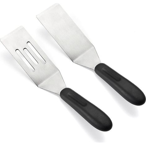 BEBUSINGOTO Set mit 2 kleinen Pfannenwendern, Mini-Pfannenwendern zum Wenden, Kochen und Backen, Metallspatel zum Servieren und Wenden, kleiner Edelstahlspatel für Steaks, Pfannkuchen, Brownies (1/4)
