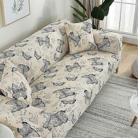 Housse de canapé extensible à imprimé papillon, avec housse de coussin, protège-meuble élastique, revêtement de sofa ajustable (1/5)