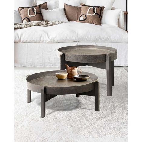 Gaby - Table basse ronde gigogne en métal noir (1/5)