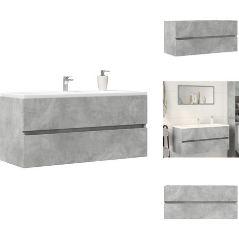 Armoire d'évier Gris béton 100x38,5x45 cm Aggloméré - Armoire D'évier - Armoires D'évier - Armoire De Salle De Bain - Armoire (1/5)