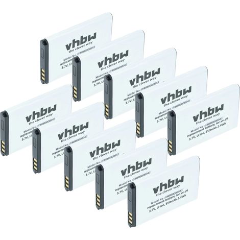 vhbw 10x Akku kompatibel mit Albrecht Tectalk Outdoor, TelMe Tourist Guide Handy Smartphone Telefon (650 mAh, 3,7 V, Li-Ion) (1/5)
