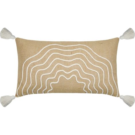 Coussin beige rectangulaire avec relief Beige 30x50 cm (1/2)