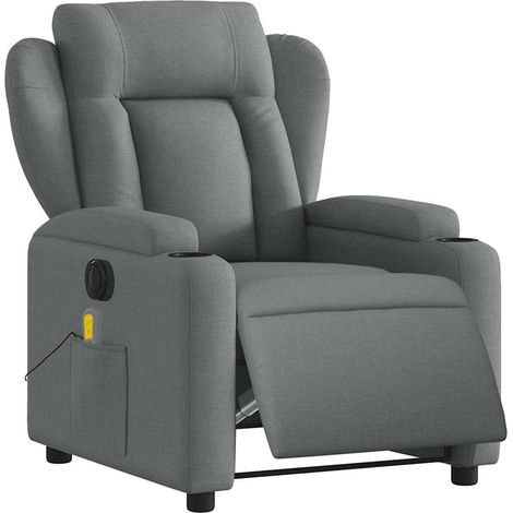 Sillón reclinable de masaje eléctrico tela gris oscuro vidaXL